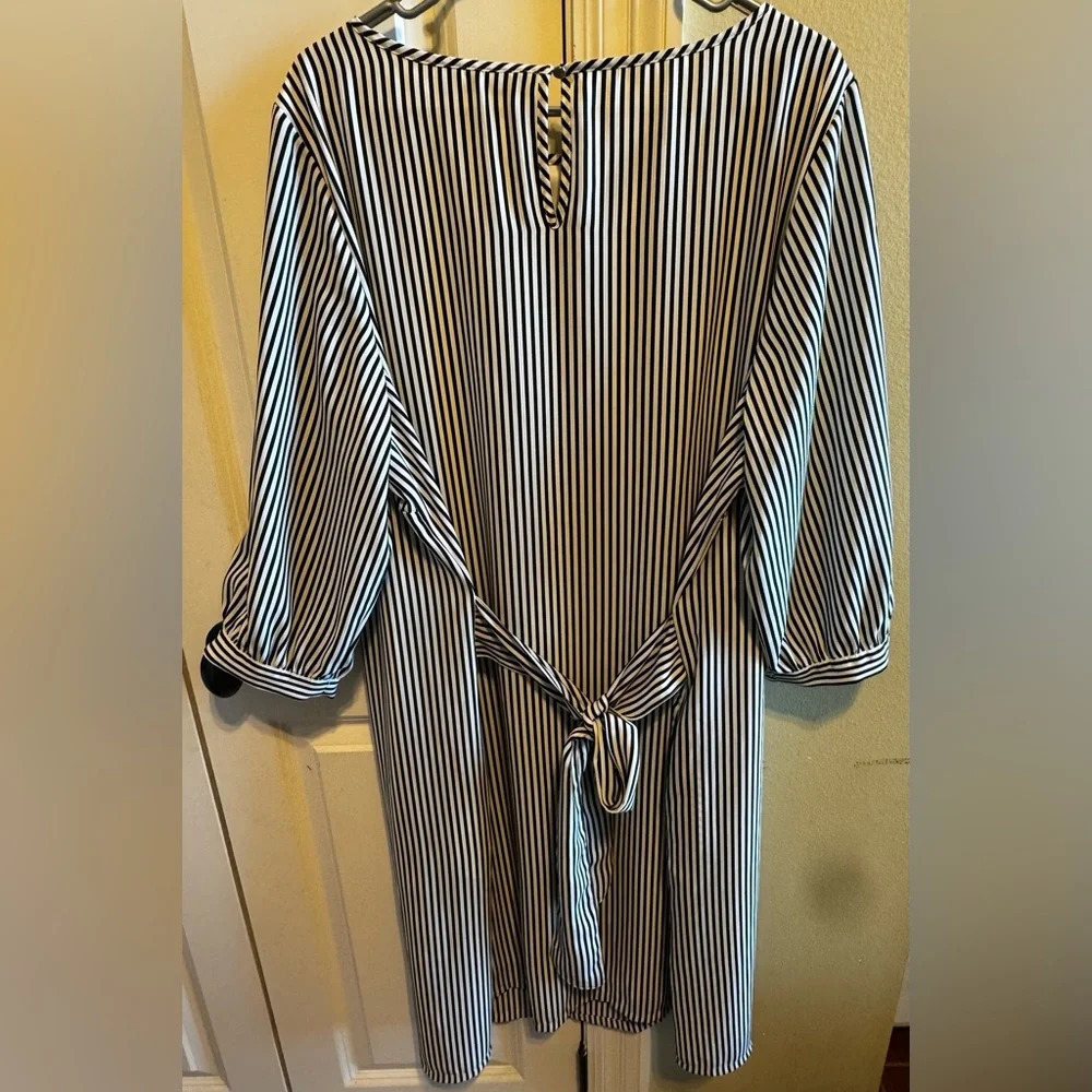 Apt. 9 Women’s Plus Size Shift Dress Black.  White Striped Belted Lined Sz 2XL - Picture 7 of 11